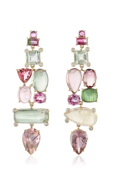 Eden Presley 14k Yellow Gold Tourmaline Earrings In Multi