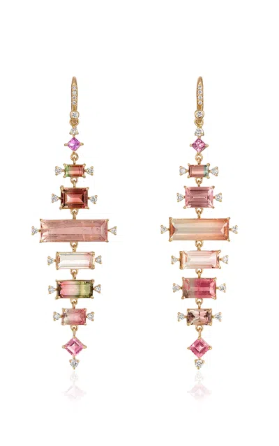 Eden Presley Bicolor 14k Yellow Gold Tourmaline Diamond Earrings In Multi