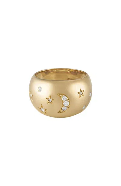 Eden Presley Celeste 14k Gold Diamond Dome Ring
