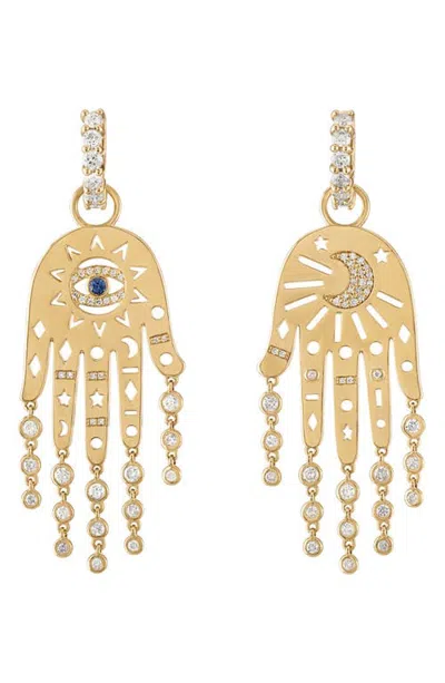 Eden Presley Divine Intervention 14k Gold Diamond Huggie Drop Earrings