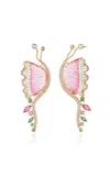 Eden Presley Flutter 14k Yellow Gold Multi-stone Earrings In Pink