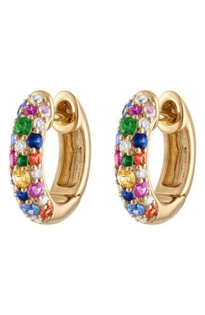 Eden Presley Glitter Diamond Huggie Hoop Earrings In Multi