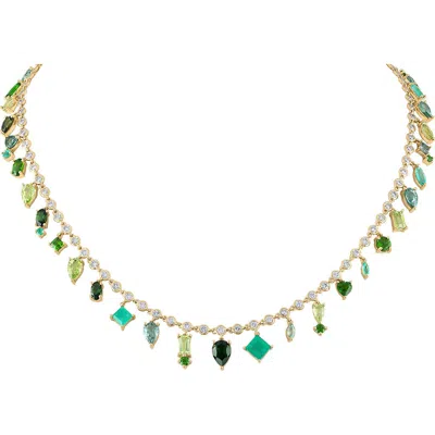 Eden Presley Green Collar Necklace In Yellow Gold/diamond