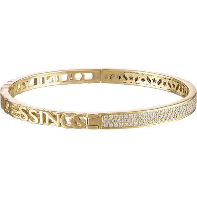 Eden Presley Half Text & Diamond Bangle In Gold