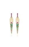 Eden Presley Horizons 14k Yellow Gold Multi-stone Earrings In Pink
