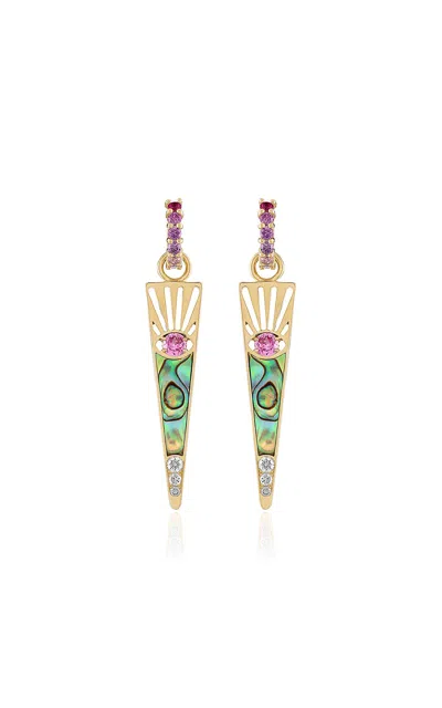 Eden Presley Horizons 14k Yellow Gold Multi-stone Earrings In Pink