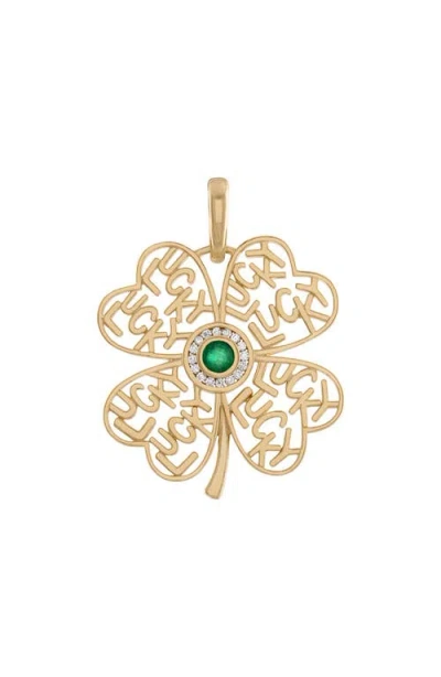 Eden Presley I Feel Lucky Pendant In Emerald/white Diamond