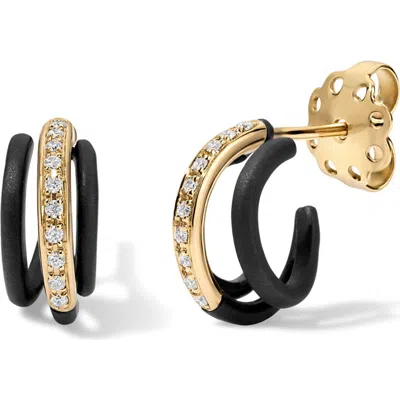 Eden Presley In The Black 14k Gold Diamond Huggie Hoop Earrings