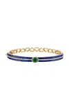 Eden Presley Knock On Lapis Love 14k Yellow Gold Diamond And Emerald Bangle In Blue
