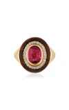 Eden Presley Knock On Wood 14k Yellow Gold Tourmaline Wisdom Ring In Brown