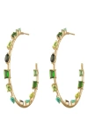 Eden Presley Large Goddess Green Sapphire Hoop Earrings In Gold