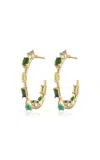 Eden Presley Mini Goddess 14k Yellow Gold Hoop Earrings In Green