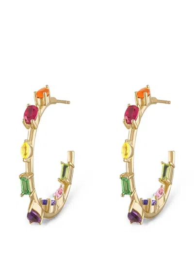 Eden Presley Mini Goddess Multi-stone Hoop Earrings