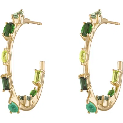 Eden Presley Mini Goddess Rainbow Sapphire Hoop Earrings In Pink