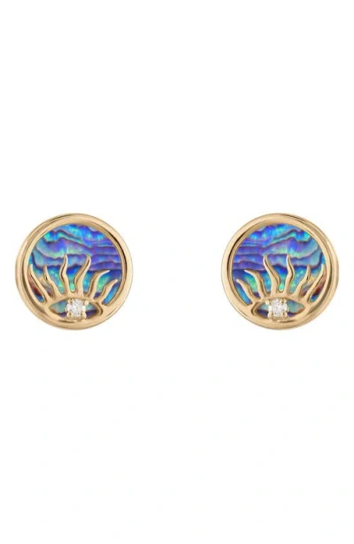Eden Presley Mother-of-pearl & Diamond Sunrise Stud Earrings In Gold