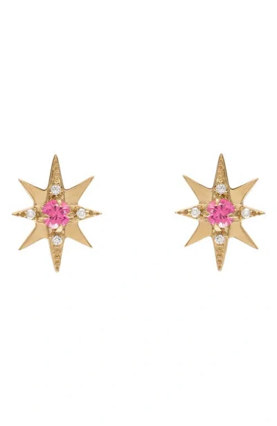 Eden Presley Opal & Diamond Small Starburst Stud Earrings In Gold