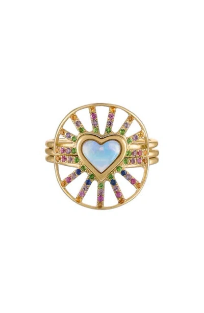 Eden Presley Opal Heart & Sapphire Nesting Rings In Red