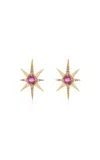 Eden Presley Pink Large Starburst 14k Yellow Gold Multi-stone Earrings In Yellow Gold/diamond