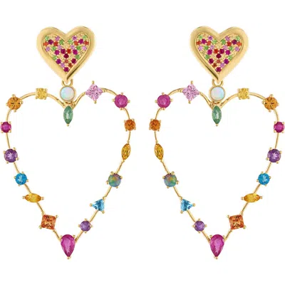 Eden Presley Pink Love Transformer Earrings In Gold