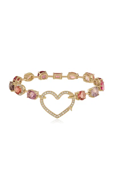 Eden Presley Rock Candy 14k Yellow Gold Multi-stone Bracelet In Pink