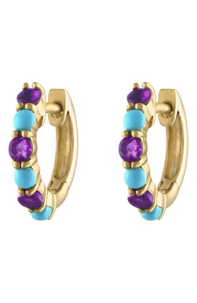 Eden Presley Semiprecious Stone Huggie Hoop Earrings In Gold