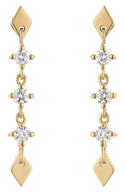 Eden Presley Shine 3-stone Gold Diamond Drop Earrings