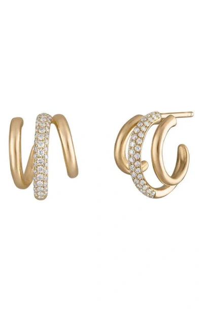 Eden Presley Shine Diamond Three-hoop Earrings In Gold