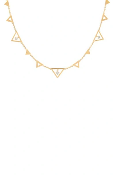 Eden Presley Shine Diamond Triangle Necklace In 14k Yellow Gold