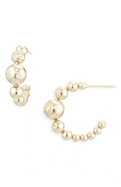 Eden Presley Small Beaded 14k Gold Huggie Hoop Earrings