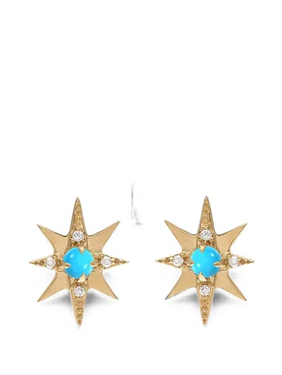 Eden Presley Star-motif Turquoise Stud Earrings In Gold