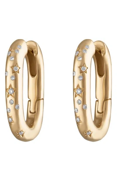 Eden Presley Starstruck Diamond Elongated Huggie Hoop Earrings In Gold