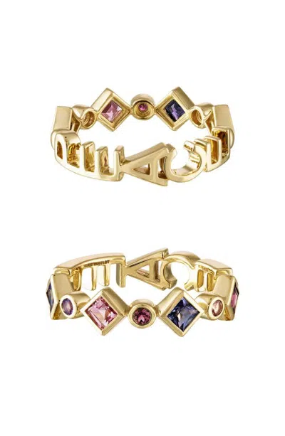 Eden Presley Tattoo Candy 14k Gold Sapphire Peace Band Ring In Purple