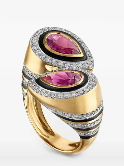 Eden Presley Tourmaline And Diamond Bypass Ring In Transparent