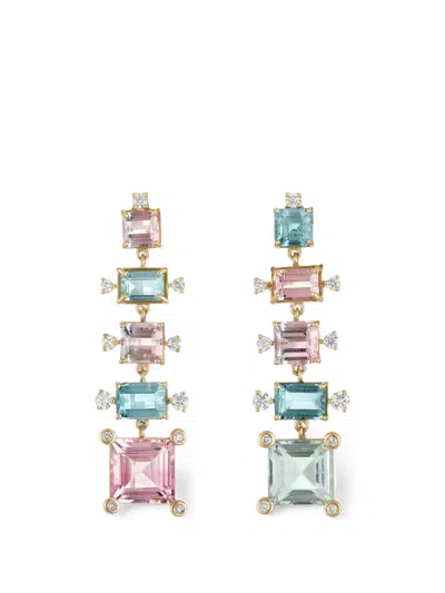 Eden Presley Tourmaline And Diamond Graduated Earrings In Metallic