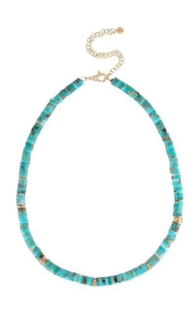 Eden Presley Turquoise 14k Yellow Gold Celestial Necklace In Blue