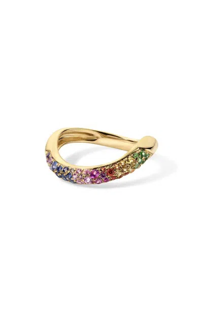 Eden Presley Wave 14k Gold Rainbow Sapphire Ring In Multi