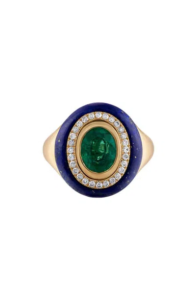 Eden Presley Wisdom 14k Gold Emerald And Lapis Ring