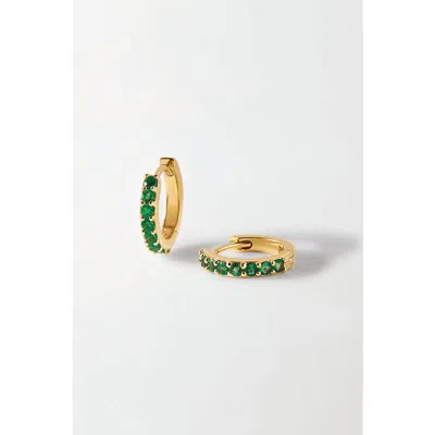 Edge Of Ember Emerald Pave Huggie Earrings In Green