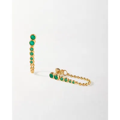 Edge Of Ember Globe Green Onyx Chain Loop Earring In Gold