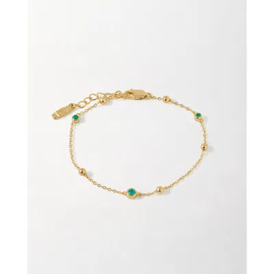 Edge Of Ember Globe Station Green Onyx Bracelet In Gold