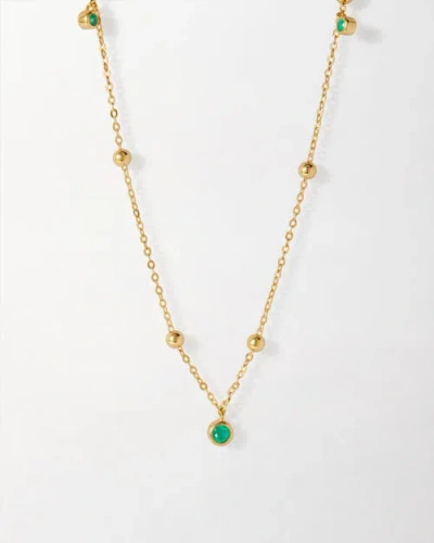 Edge Of Ember Globe Station Green Onyx Necklace In Gold