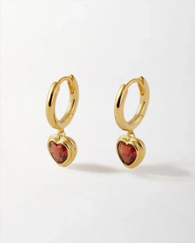 Edge Of Ember Heart Red Garnet Earrings In Gold