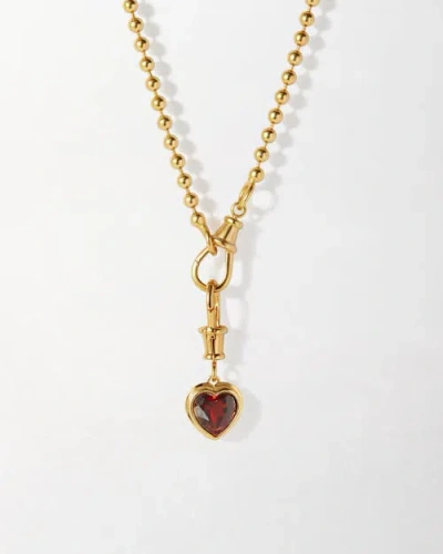 Edge Of Ember Heart Red Garnet Necklace In Gold