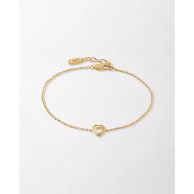 Edge Of Ember Heart White Sapphire Bracelet In Gold