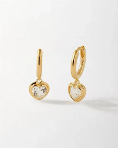 Edge Of Ember Heart White Sapphire Earrings In Gold