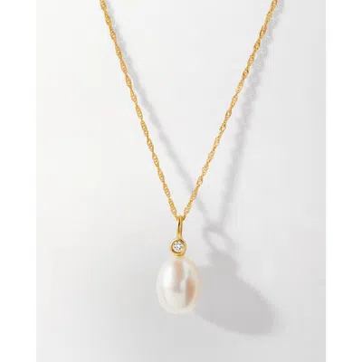 Edge Of Ember Pearl Diamond Necklace In Gold