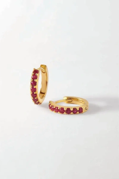 Edge Of Ember Ruby Pave Huggie Earrings In Red