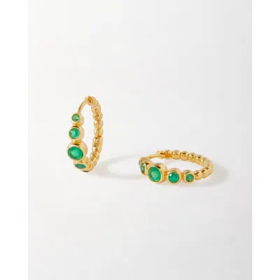 Edge Of Ember Serena Green Onyx Hoop Earring In Gold