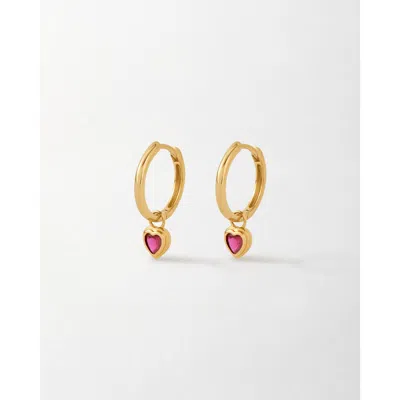 Edge Of Ember Solid Gold Heart Ruby Hoop Earrings