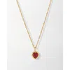 Edge Of Ember Solid Gold Heart Ruby Necklace In Red